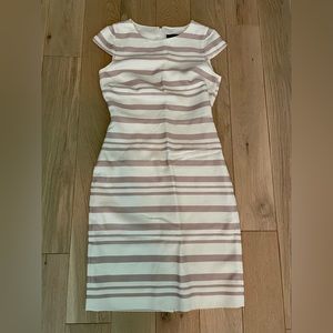 J Crew Pink and Ivory Stripe Cap Sleeve Dress
